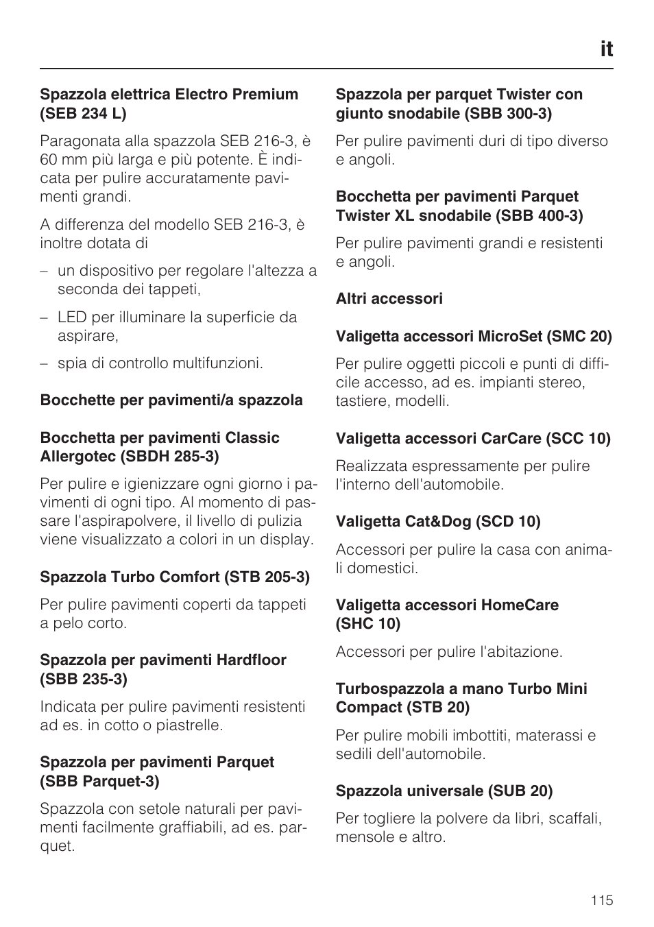 Miele S 5381 EcoLine User Manual | Page 115 / 128