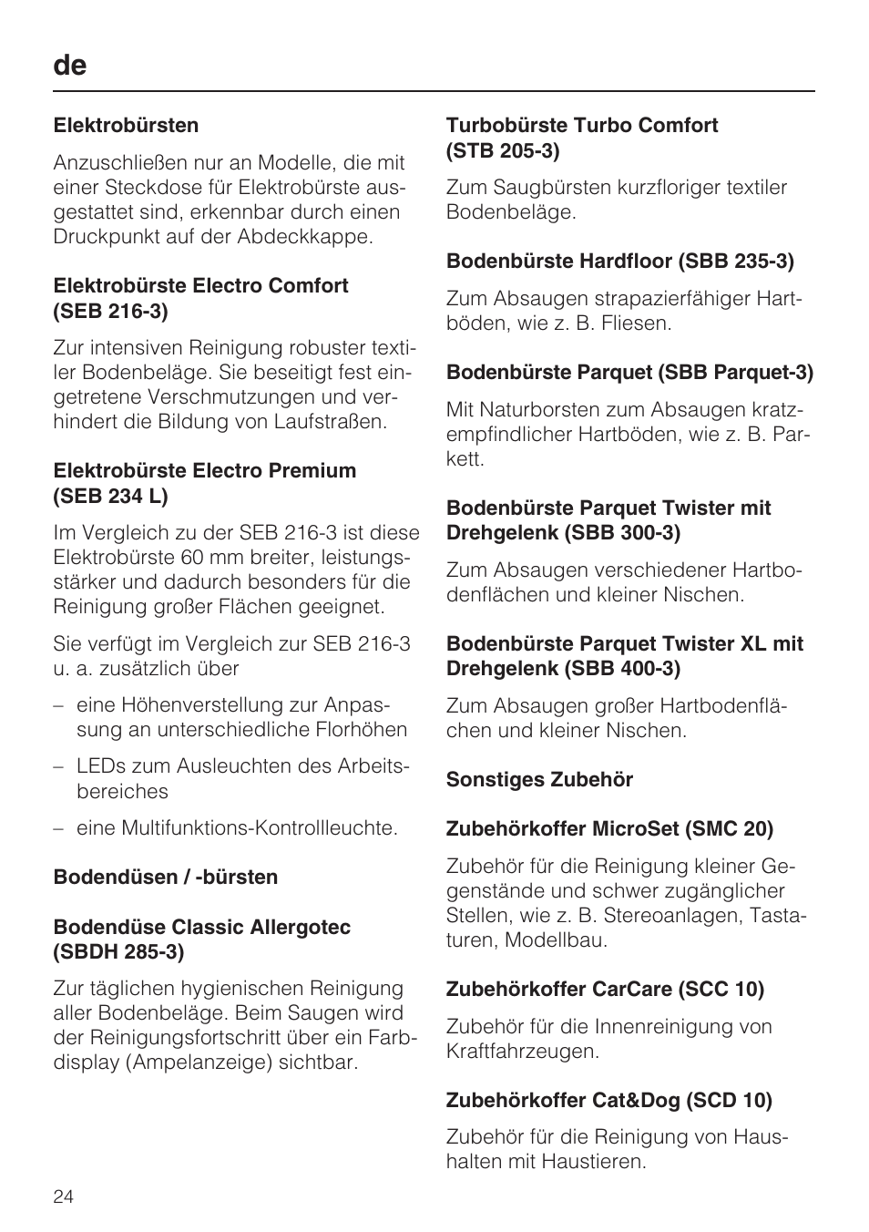Miele S 5381 EcoLine User Manual | Page 24 / 128