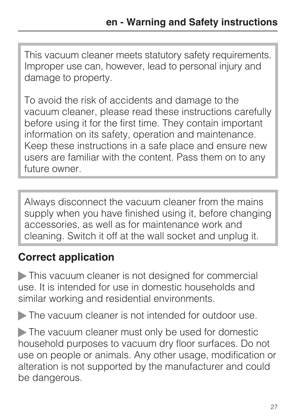 Miele S 5381 EcoLine User Manual | Page 27 / 128