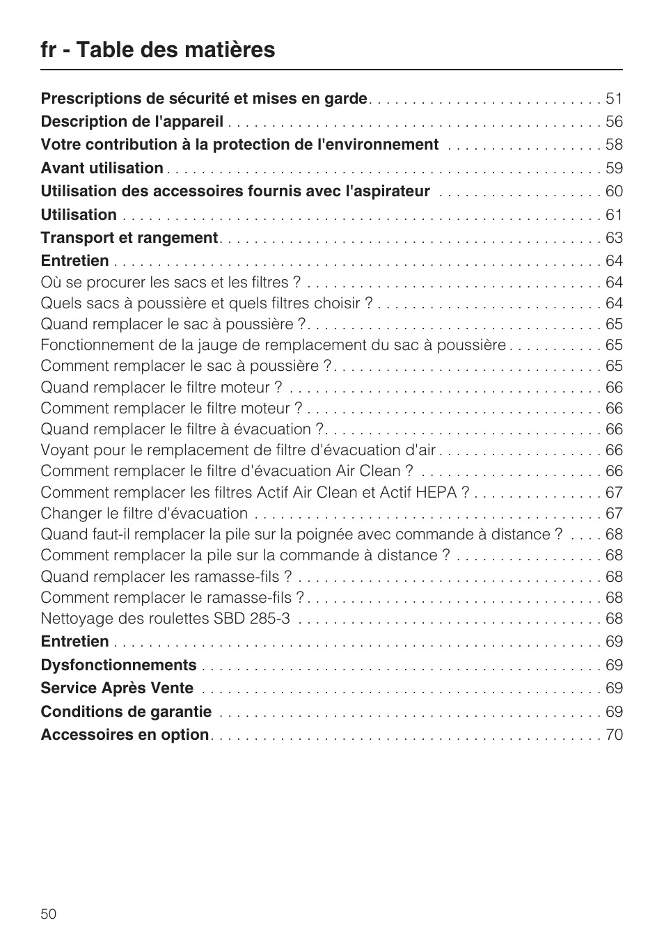 Miele S 5381 EcoLine User Manual | Page 50 / 128