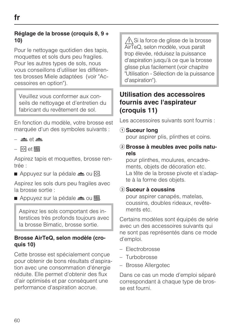 Miele S 5381 EcoLine User Manual | Page 60 / 128