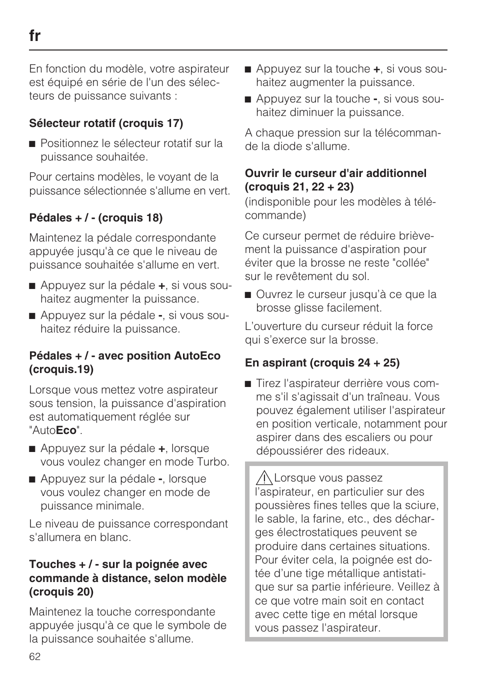 Miele S 5381 EcoLine User Manual | Page 62 / 128