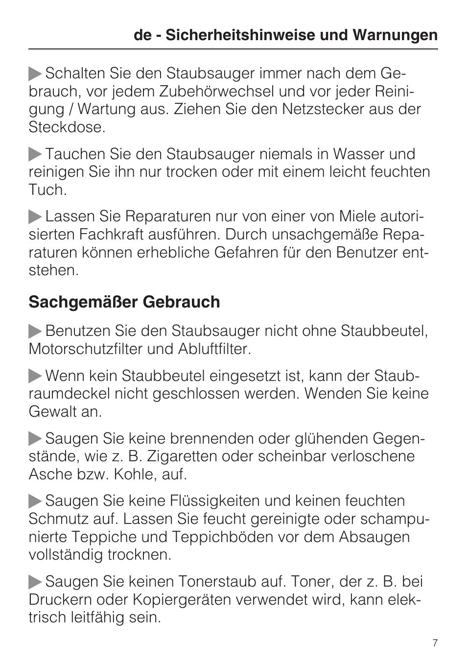 Miele S 5381 EcoLine User Manual | Page 7 / 128