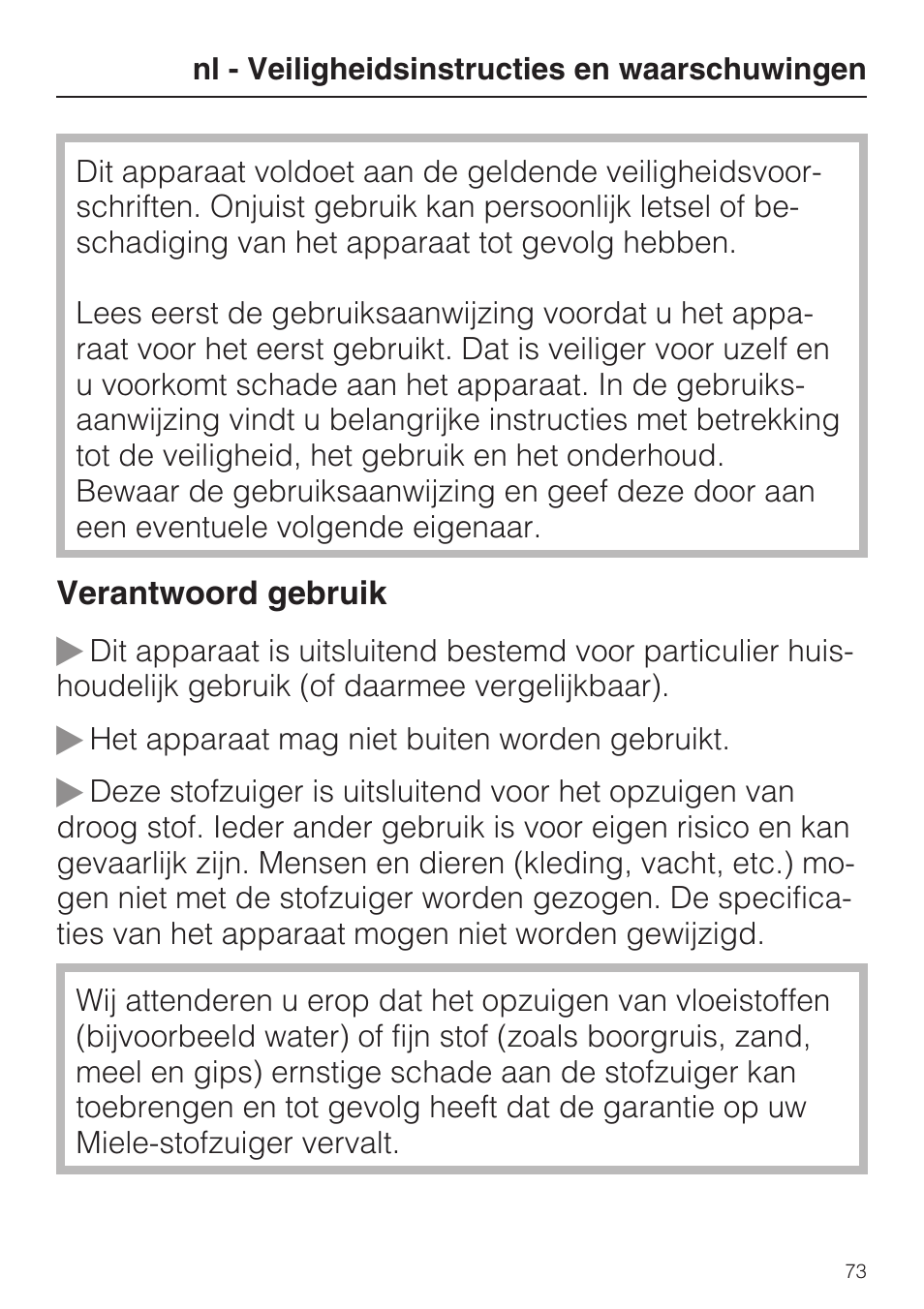 Miele S 5381 EcoLine User Manual | Page 73 / 128