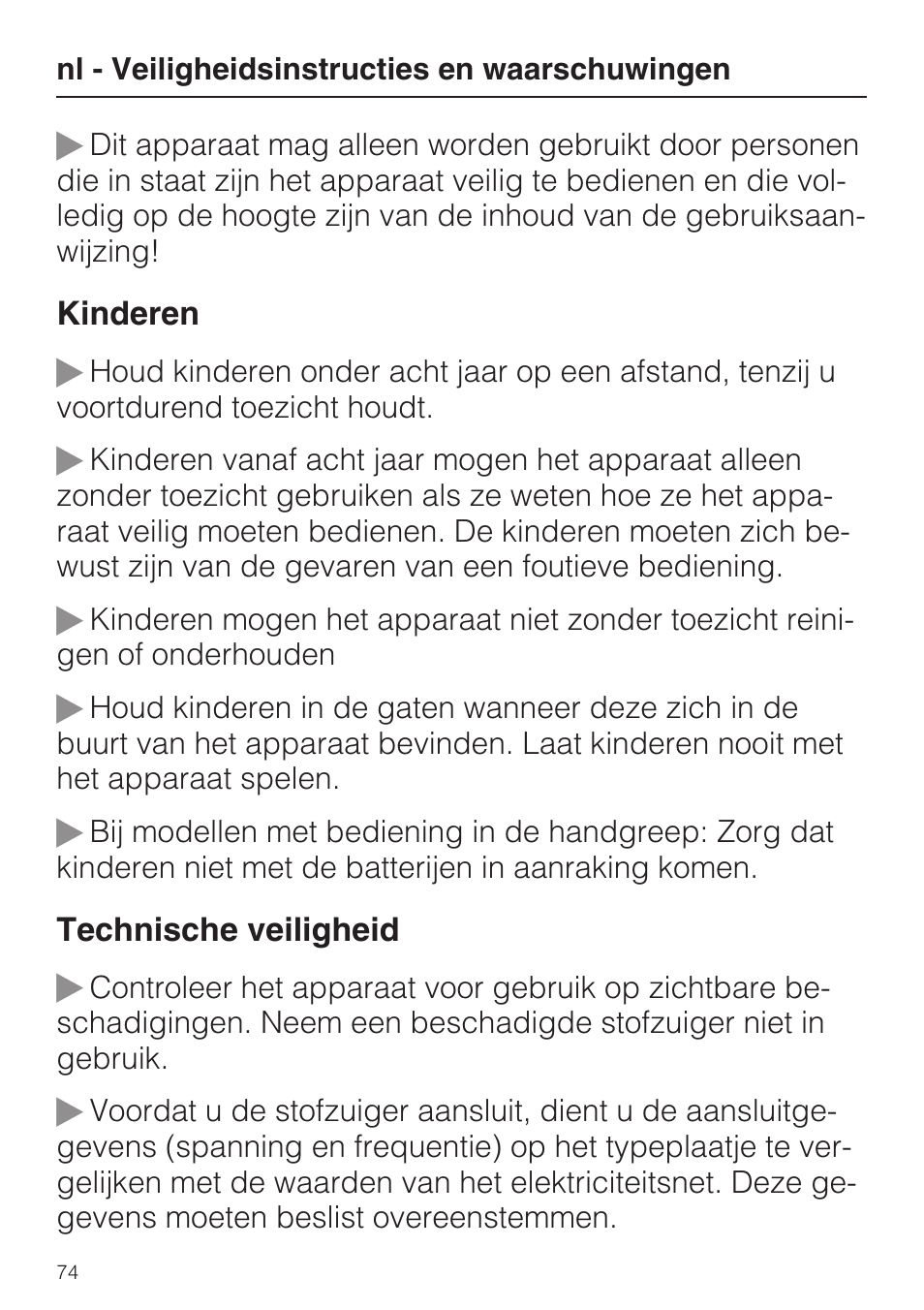 Miele S 5381 EcoLine User Manual | Page 74 / 128