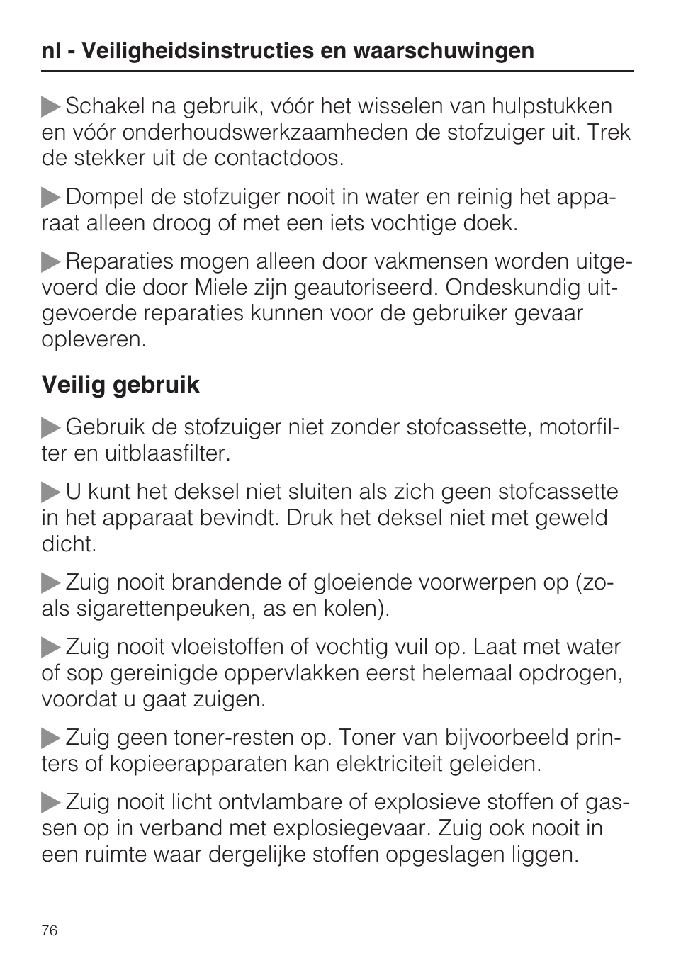 Miele S 5381 EcoLine User Manual | Page 76 / 128