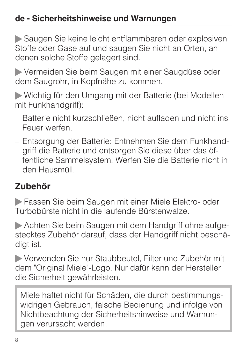 Miele S 5381 EcoLine User Manual | Page 8 / 128