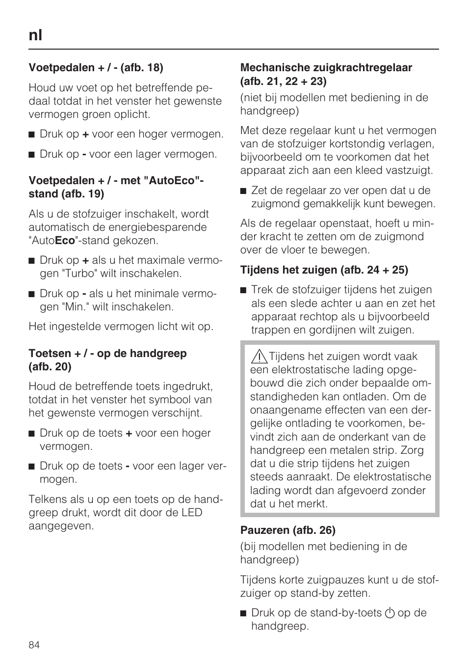 Miele S 5381 EcoLine User Manual | Page 84 / 128