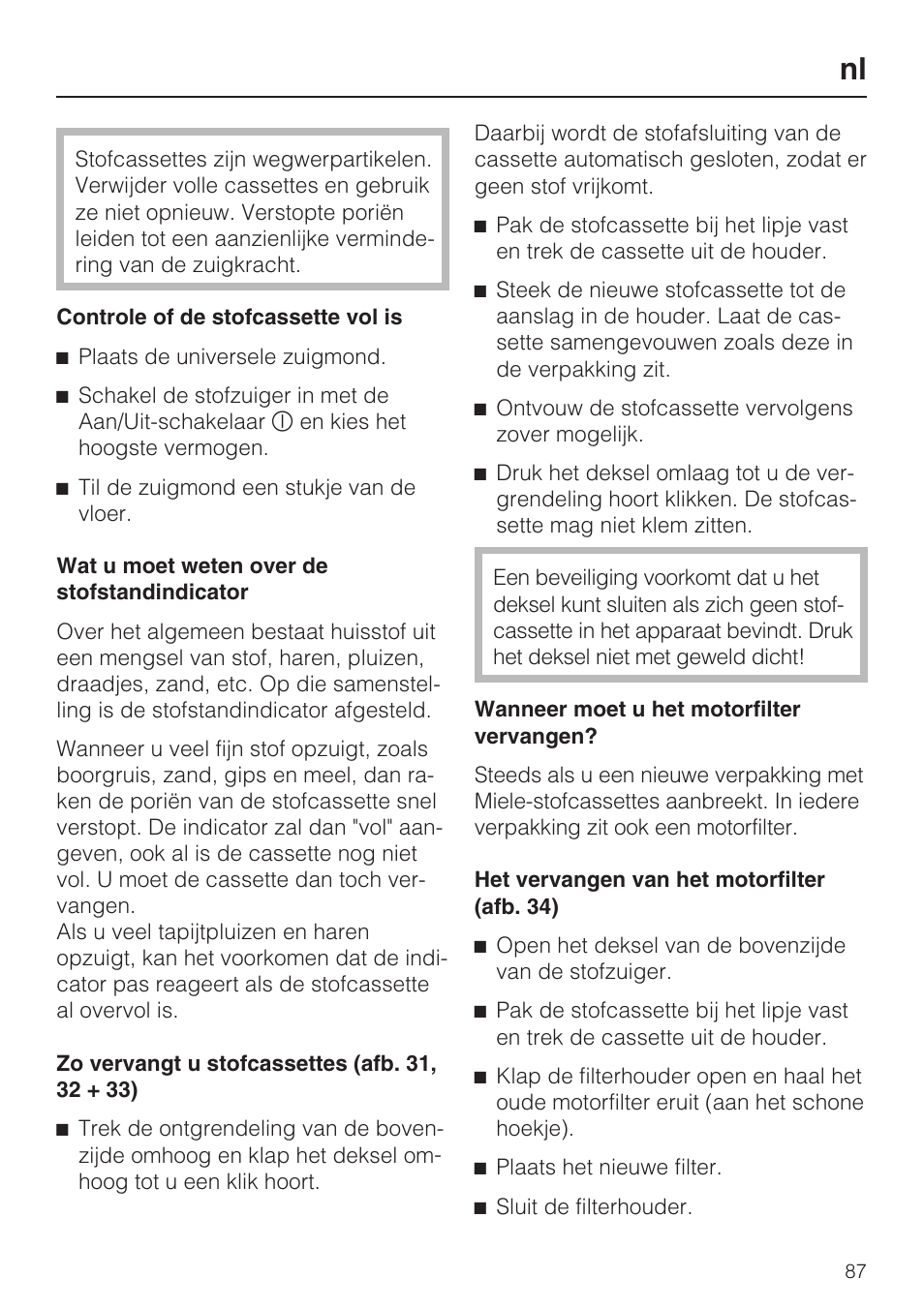 Miele S 5381 EcoLine User Manual | Page 87 / 128