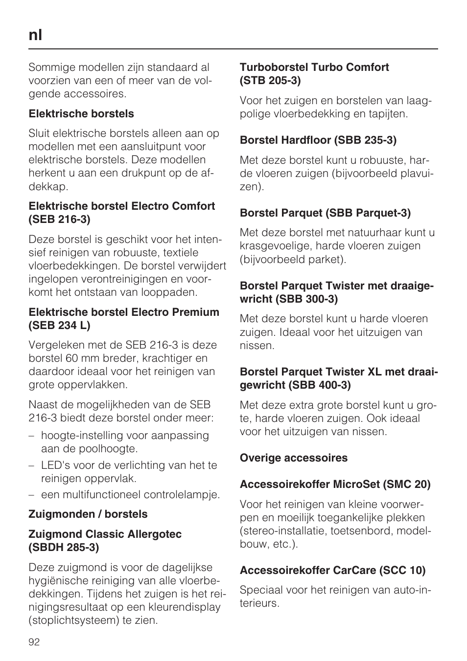 Miele S 5381 EcoLine User Manual | Page 92 / 128
