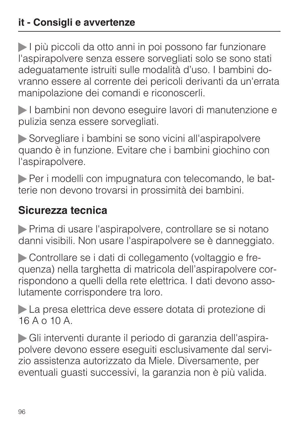 Miele S 5381 EcoLine User Manual | Page 96 / 128