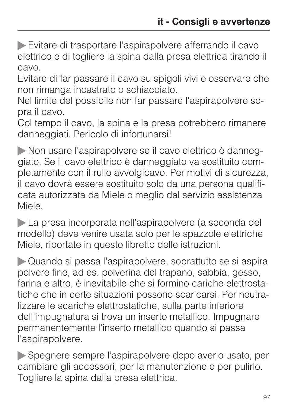 Miele S 5381 EcoLine User Manual | Page 97 / 128
