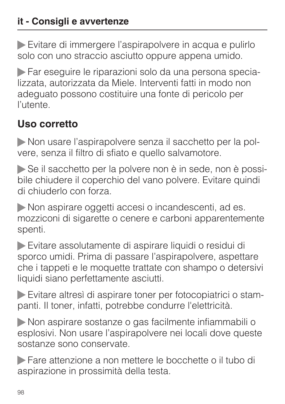 Miele S 5381 EcoLine User Manual | Page 98 / 128