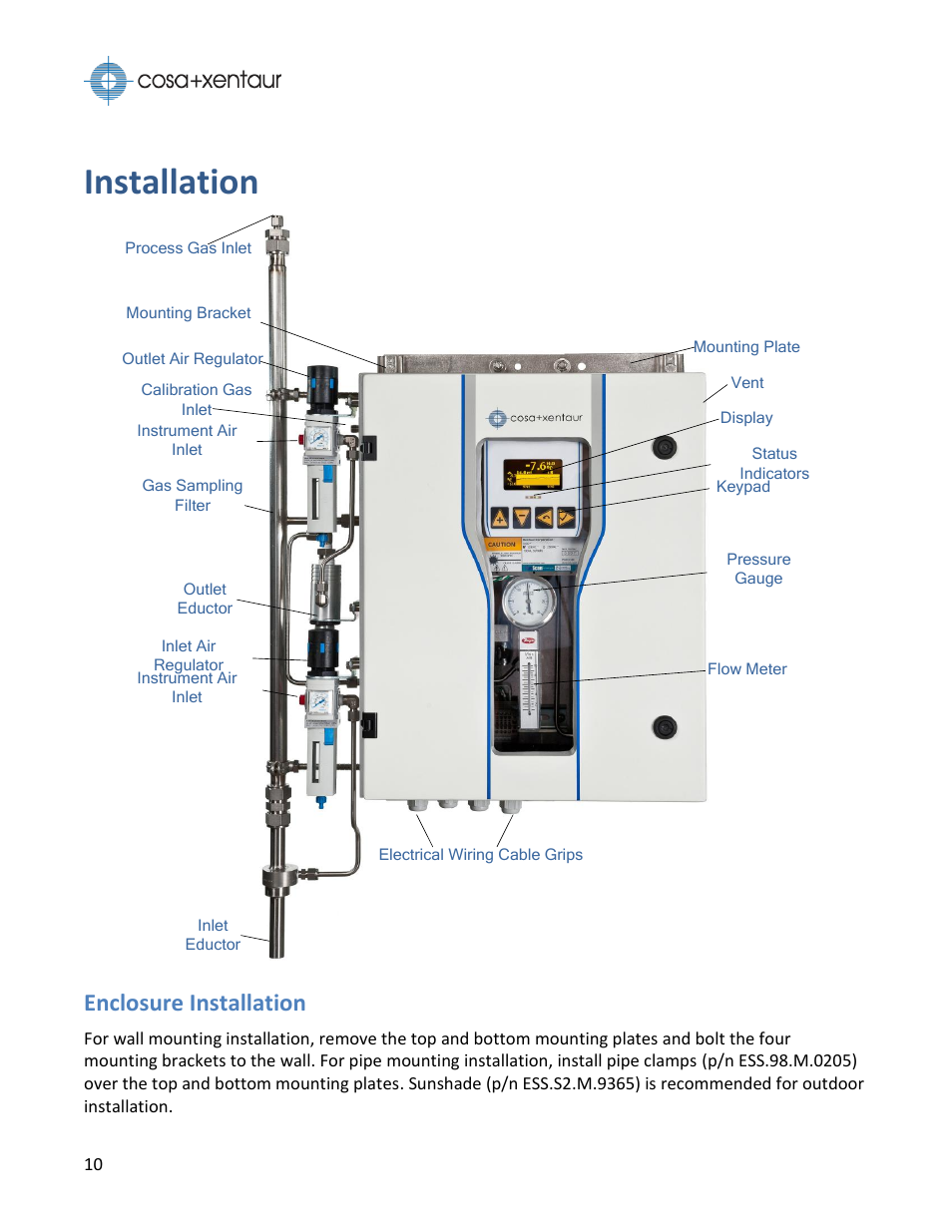 Installation, Enclosure installation | COSA Xentaur Xentaur XDTL-HT User Manual | Page 10 / 56