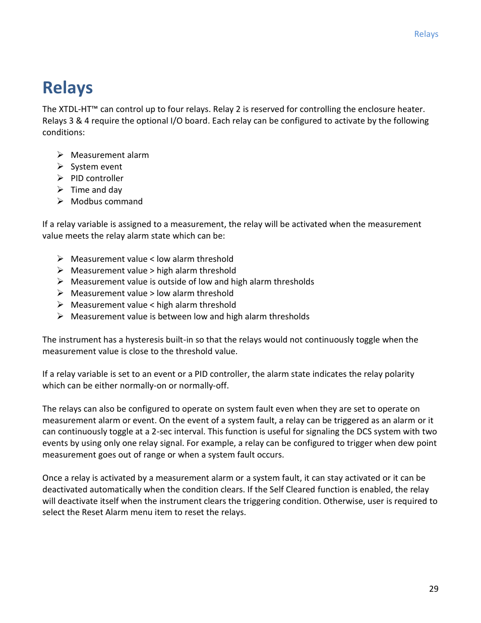 Relays | COSA Xentaur Xentaur XDTL-HT User Manual | Page 29 / 56