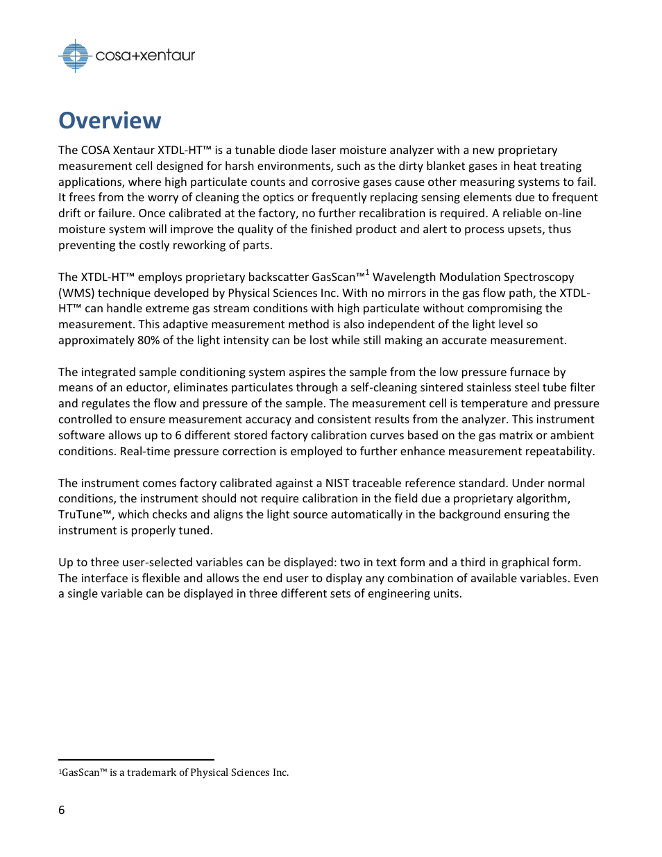 Overview | COSA Xentaur Xentaur XDTL-HT User Manual | Page 6 / 56