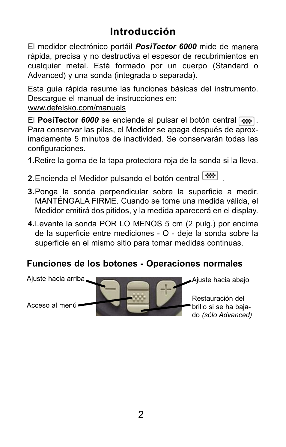 2introducción introducción | DeFelsko PosiTector 6000 v.7.3 Quick Guide User Manual | Page 12 / 38