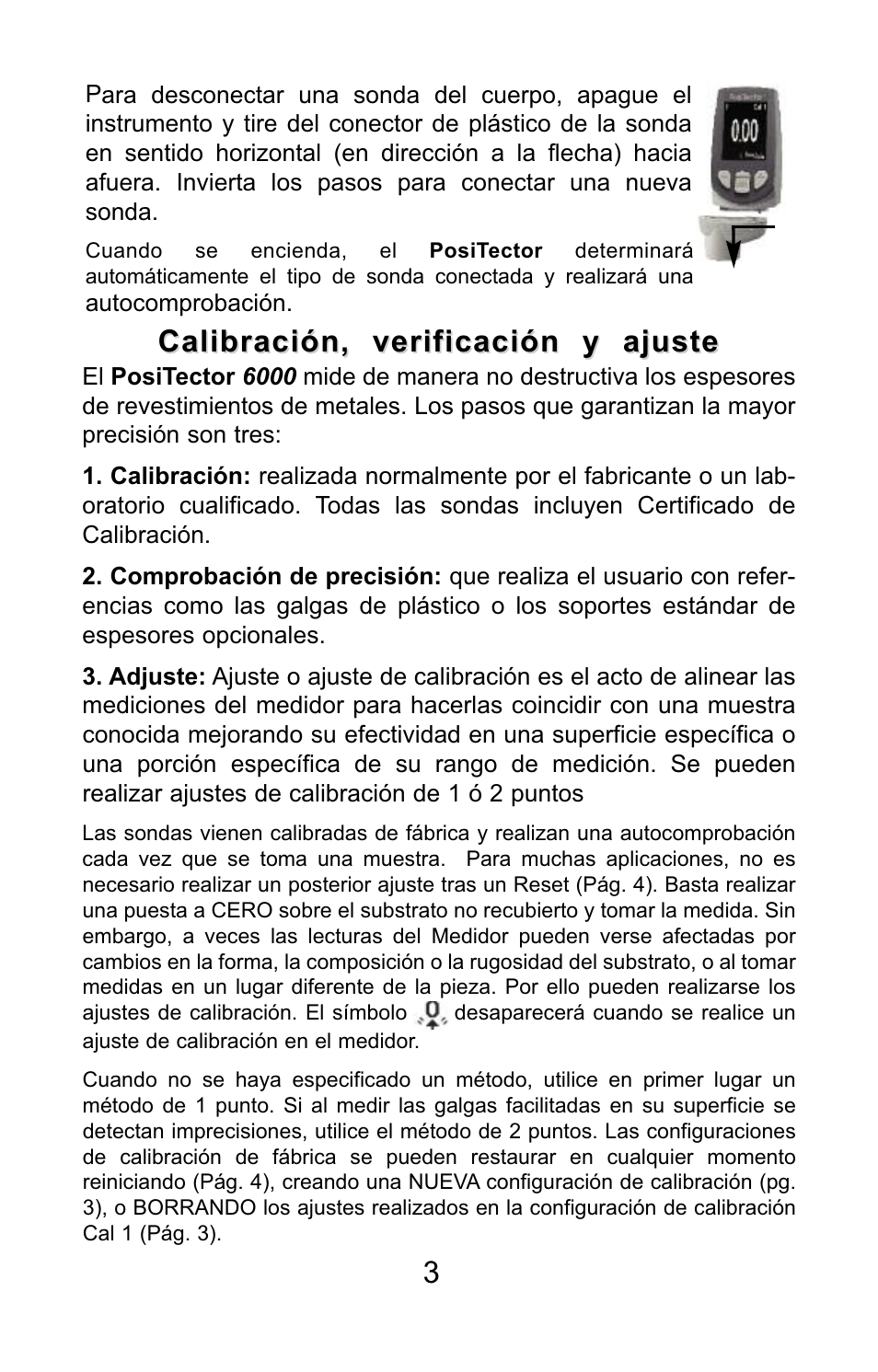 Calibración, verificación y ajuste | DeFelsko PosiTector 6000 v.7.3 Quick Guide User Manual | Page 13 / 38