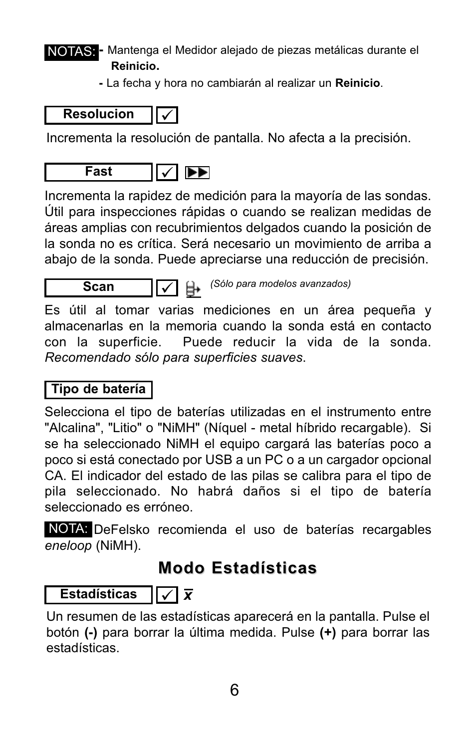 Modo estadísticas | DeFelsko PosiTector 6000 v.7.3 Quick Guide User Manual | Page 16 / 38
