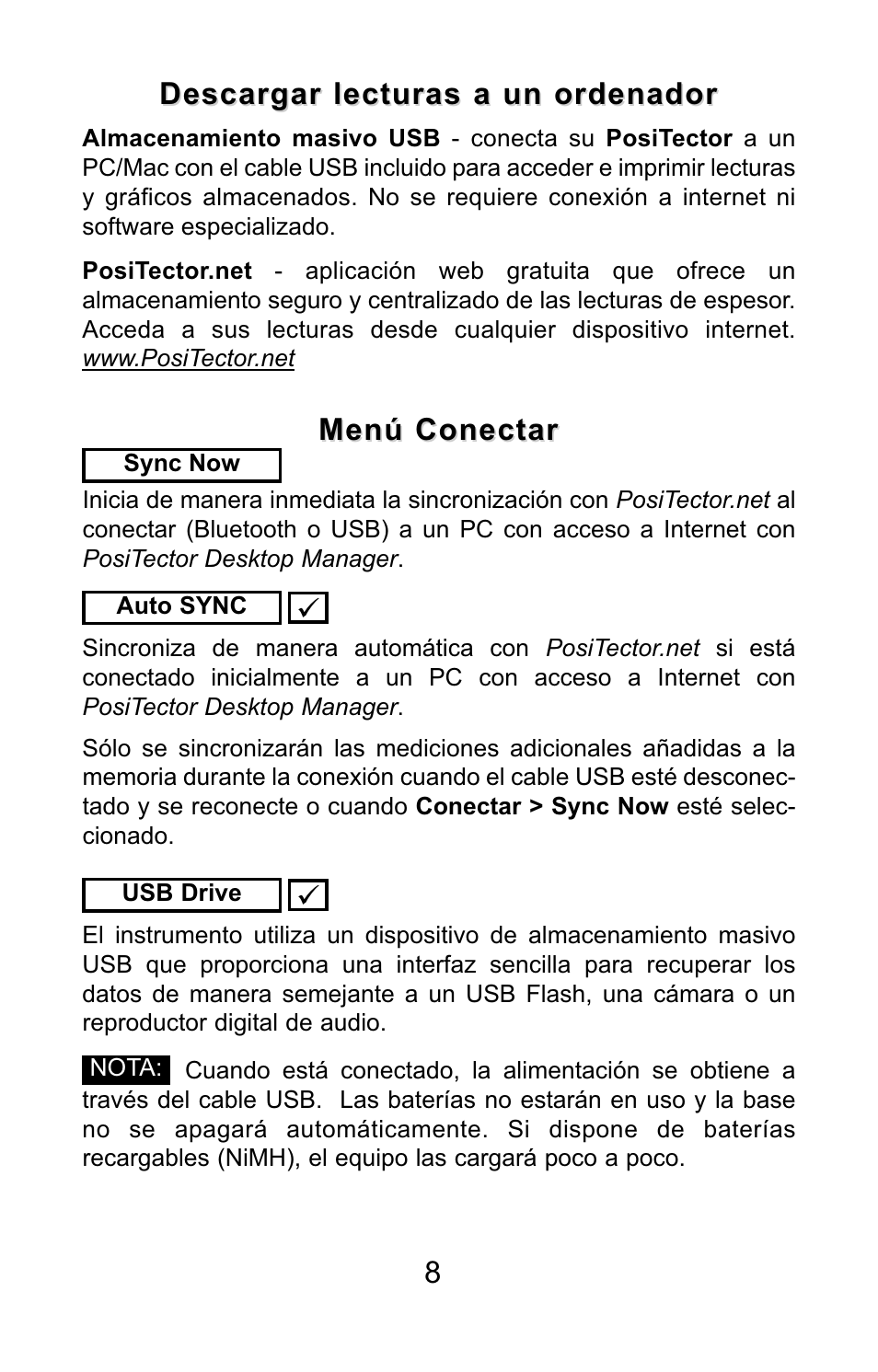 Menú conectar | DeFelsko PosiTector 6000 v.7.3 Quick Guide User Manual | Page 18 / 38