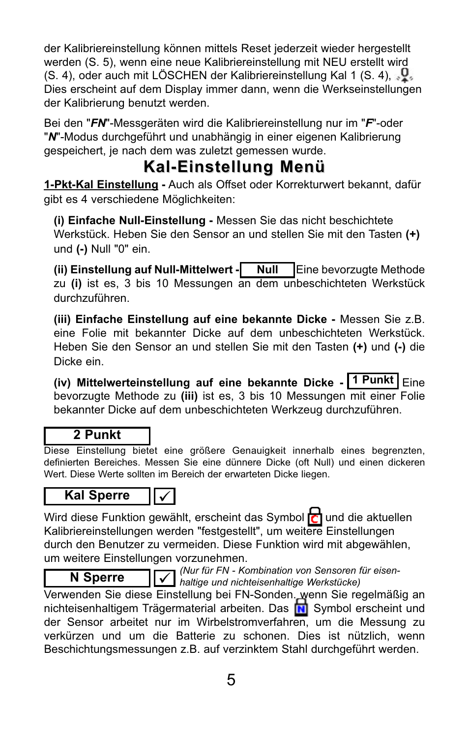 Kal-einstellung menü | DeFelsko PosiTector 6000 v.7.3 Quick Guide User Manual | Page 23 / 38
