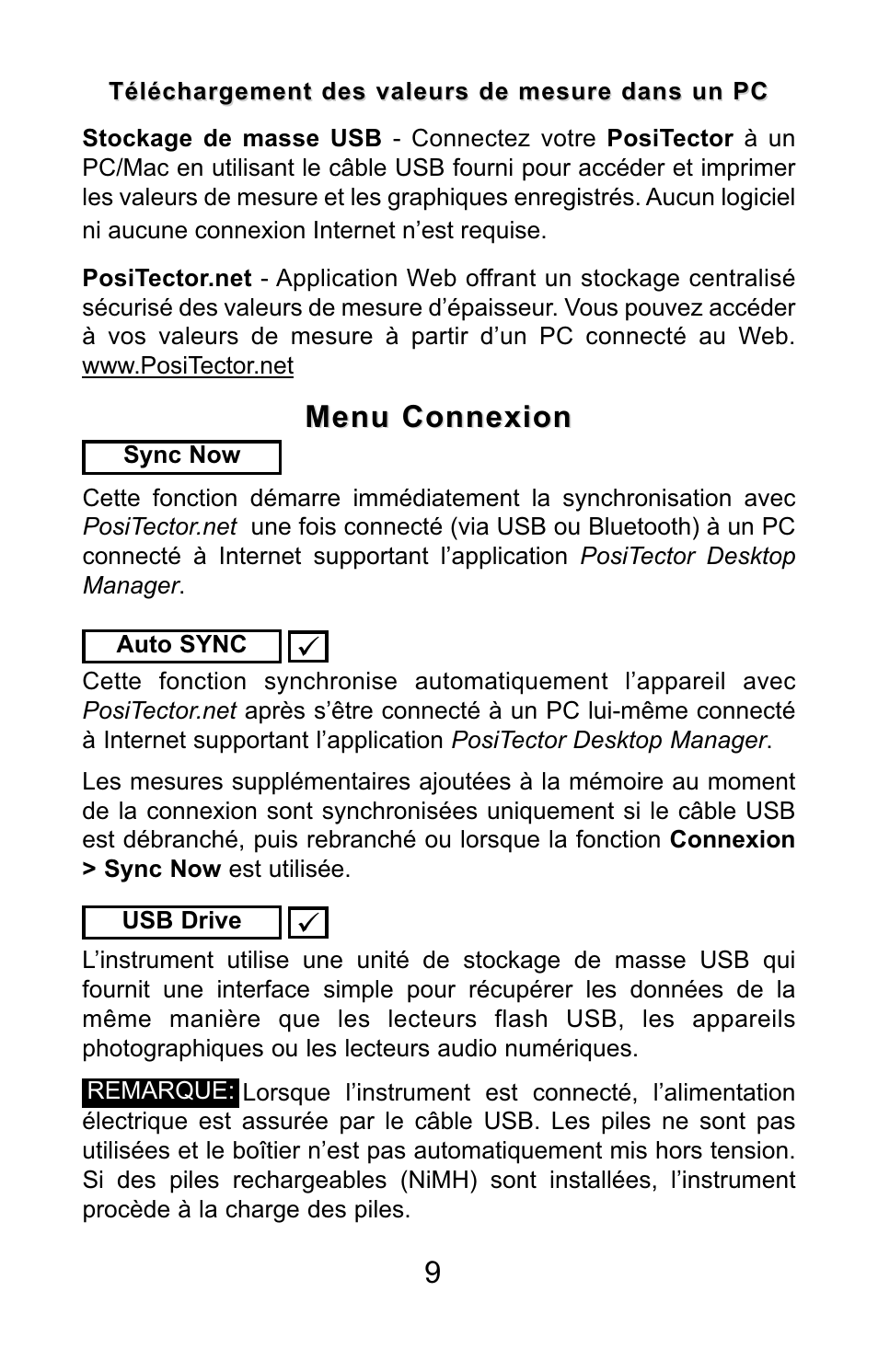 Menu connexion | DeFelsko PosiTector 6000 v.7.3 Quick Guide User Manual | Page 36 / 38