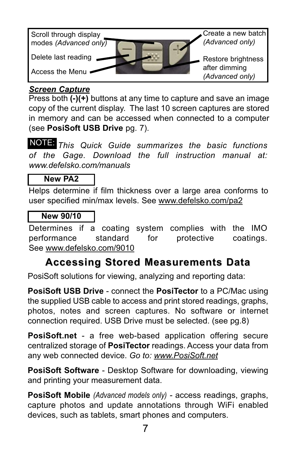 Accessing stored measurements data | DeFelsko PosiTector 6000 v.7.3 Quick Guide User Manual | Page 8 / 38
