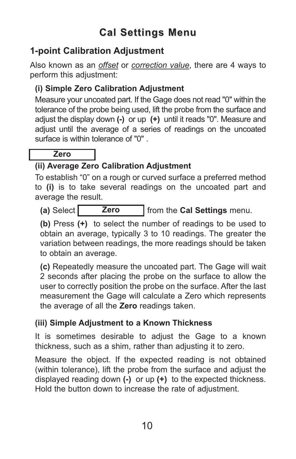 Cal settings menu | DeFelsko PosiTector 6000 v.7.3 Full Manual User Manual | Page 13 / 44