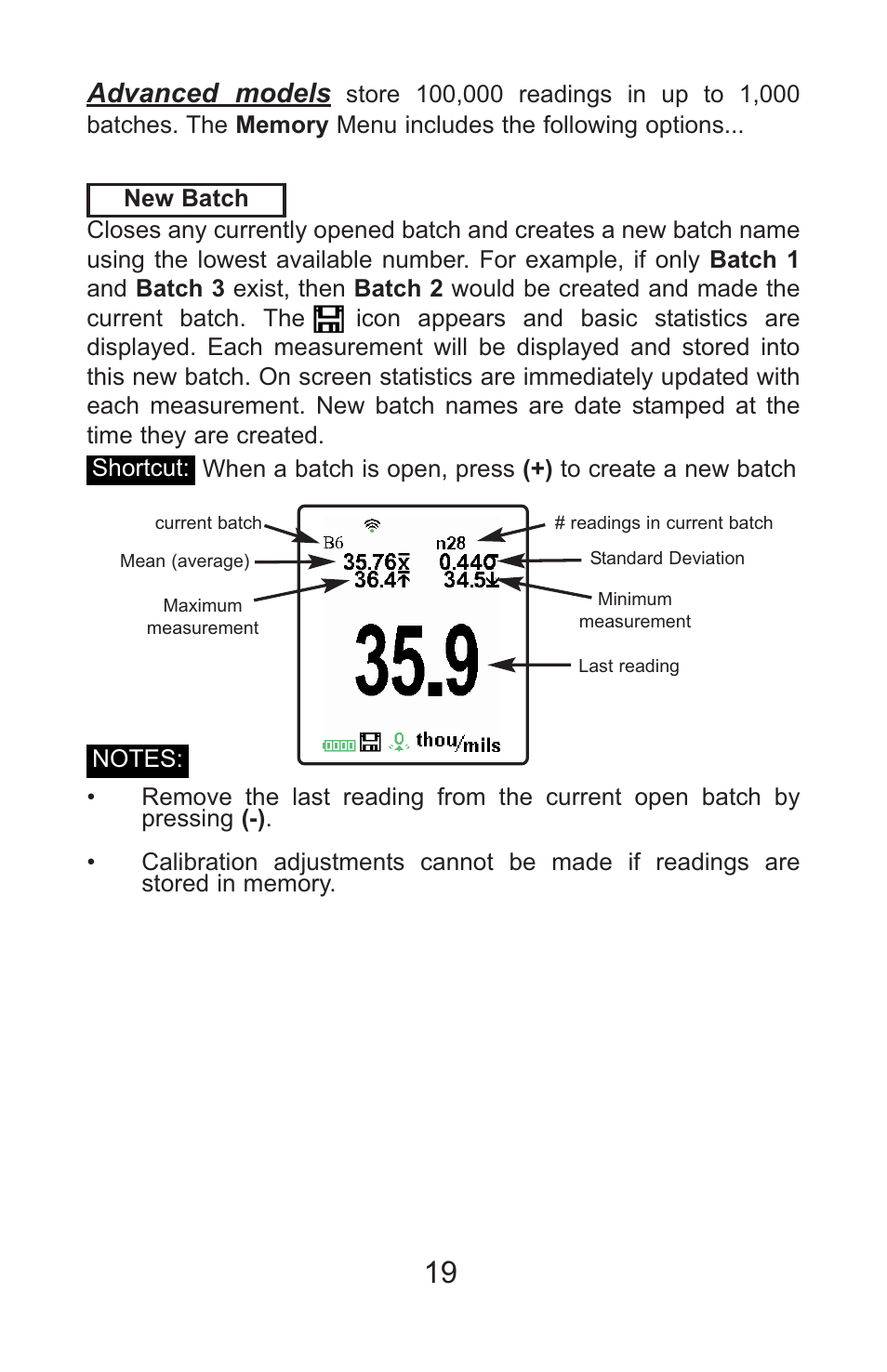 Advanced models | DeFelsko PosiTector 6000 v.7.3 Full Manual User Manual | Page 22 / 44