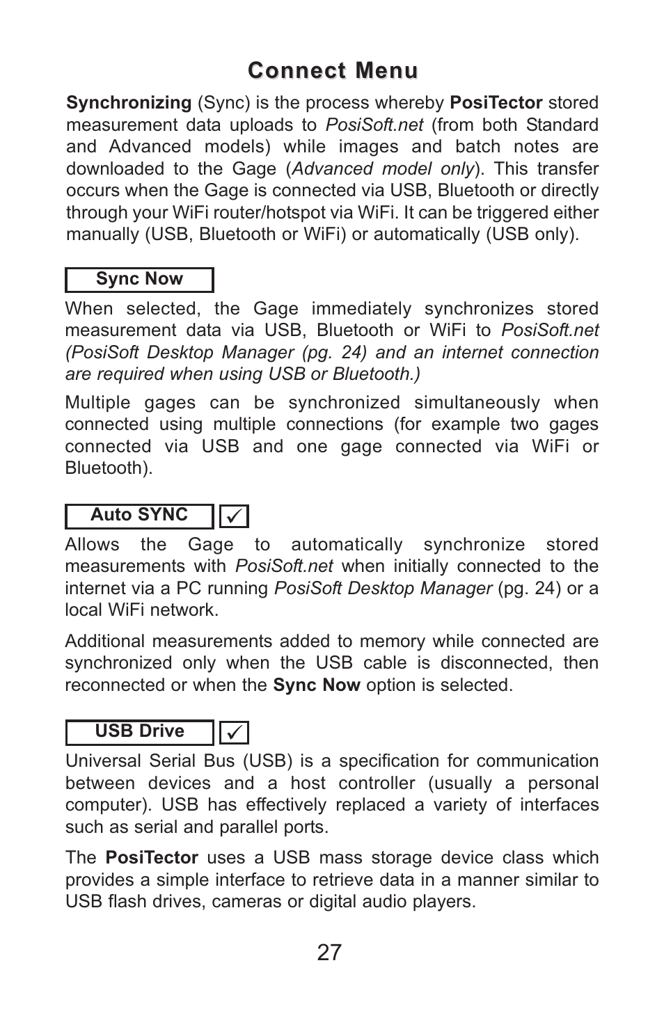 Connect menu | DeFelsko PosiTector 6000 v.7.3 Full Manual User Manual | Page 30 / 44