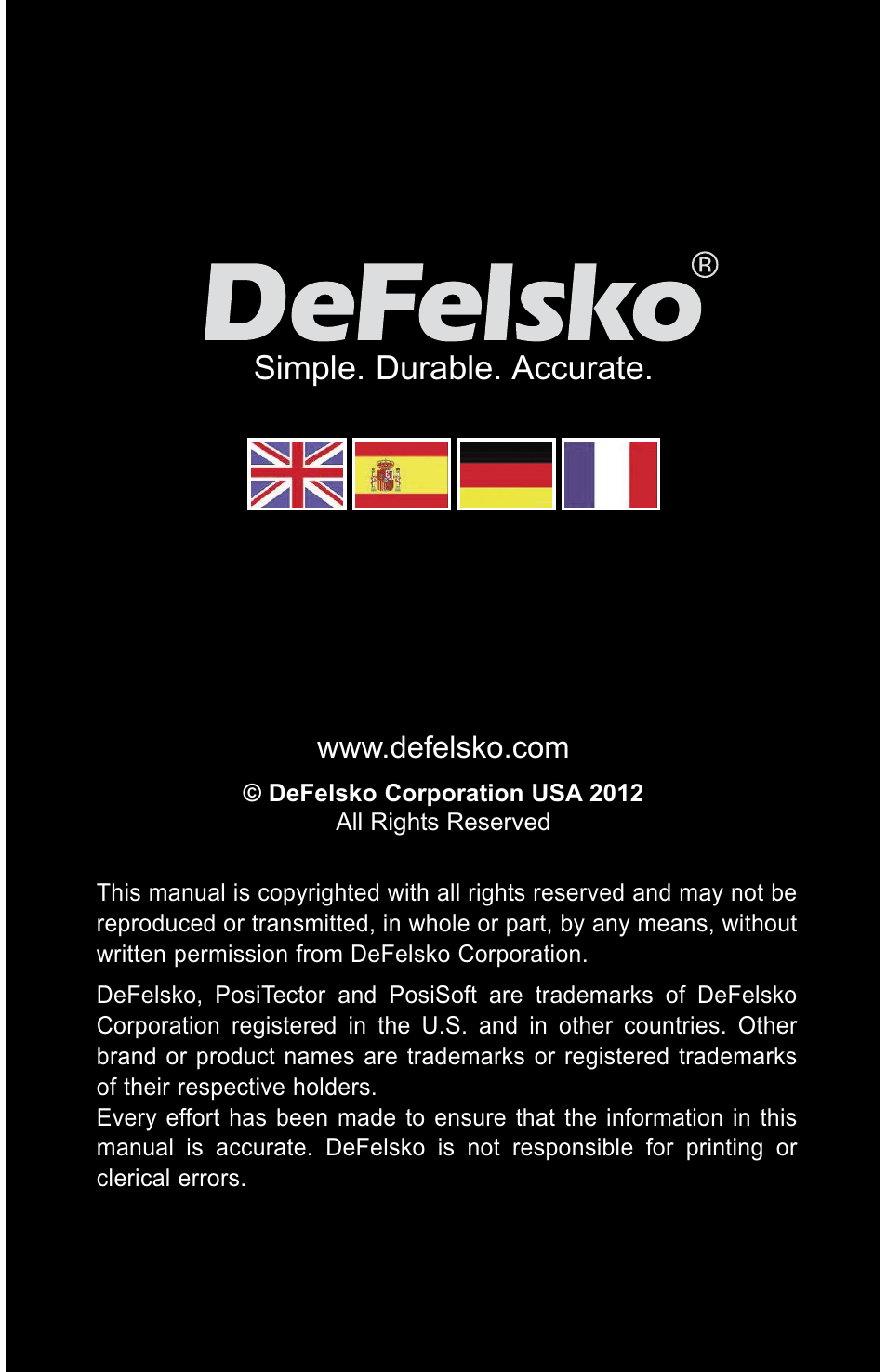 Simple. durable. accurate | DeFelsko PosiTector 6000 v.7.3 Full Manual User Manual | Page 44 / 44