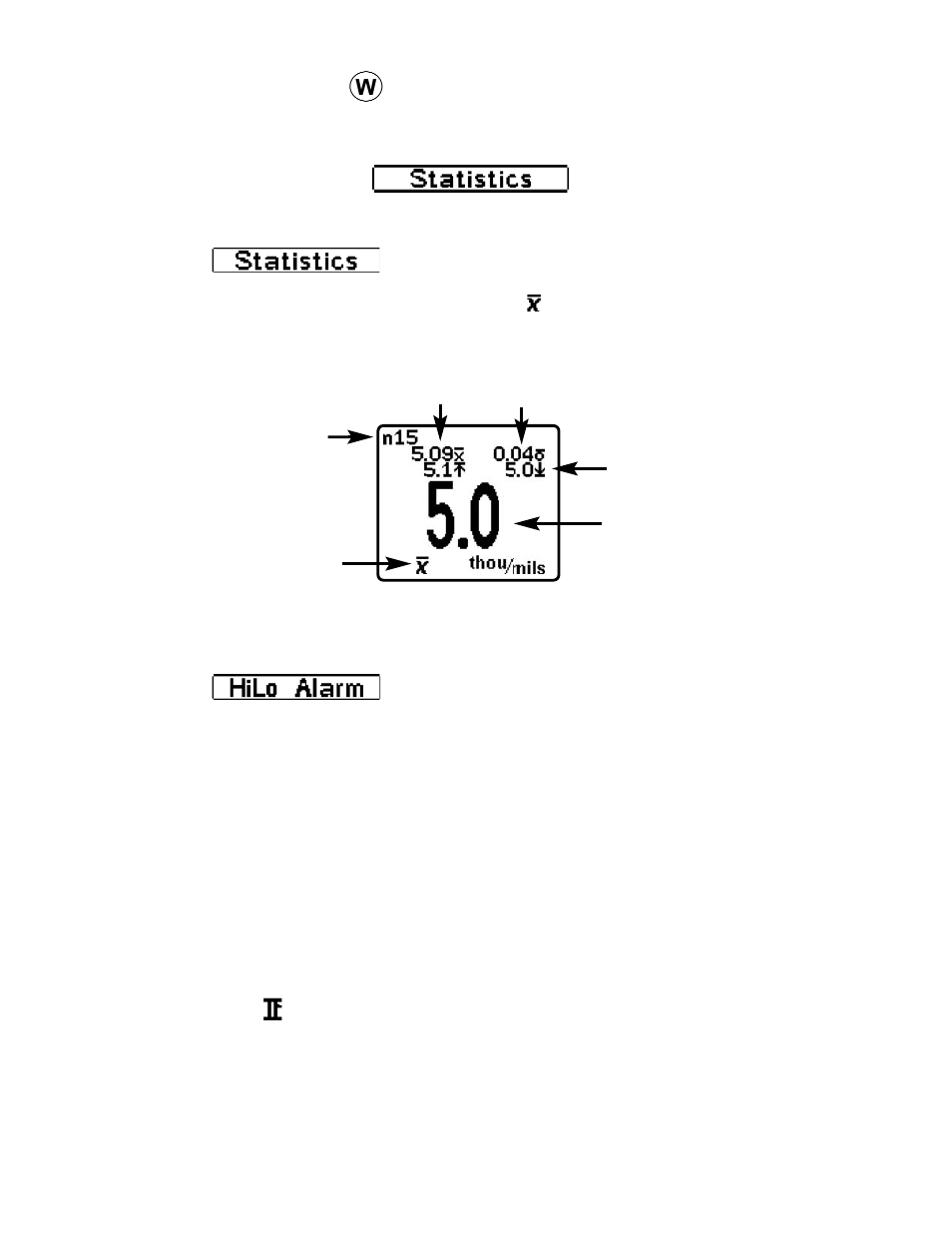 St t atistical functions atistical functions | DeFelsko PosiTector 6000 v.6.2 for Basic (1) and Standard (2) models User Manual | Page 10 / 16