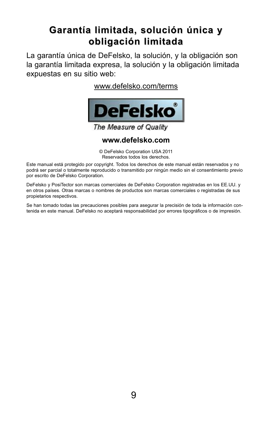 Garantía limitada, solución única y | DeFelsko PosiTector SPG v.1.1 Quick Guide User Manual | Page 18 / 37