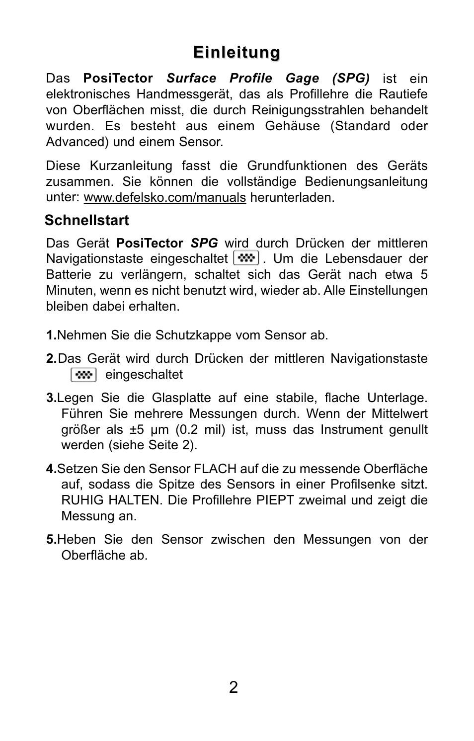 2einleitung einleitung | DeFelsko PosiTector SPG v.1.1 Quick Guide User Manual | Page 20 / 37