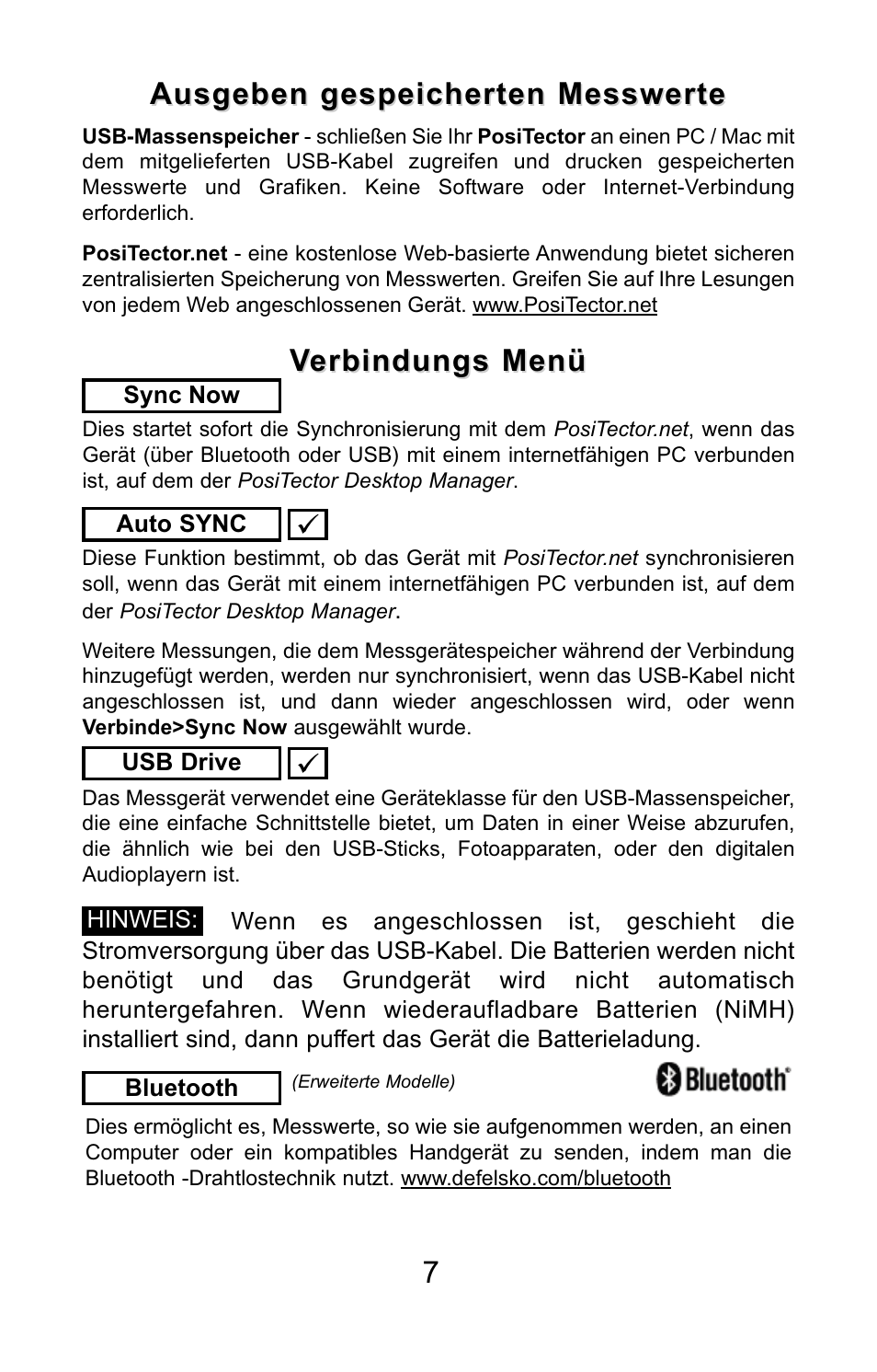 Verbindungs menü | DeFelsko PosiTector SPG v.1.1 Quick Guide User Manual | Page 25 / 37