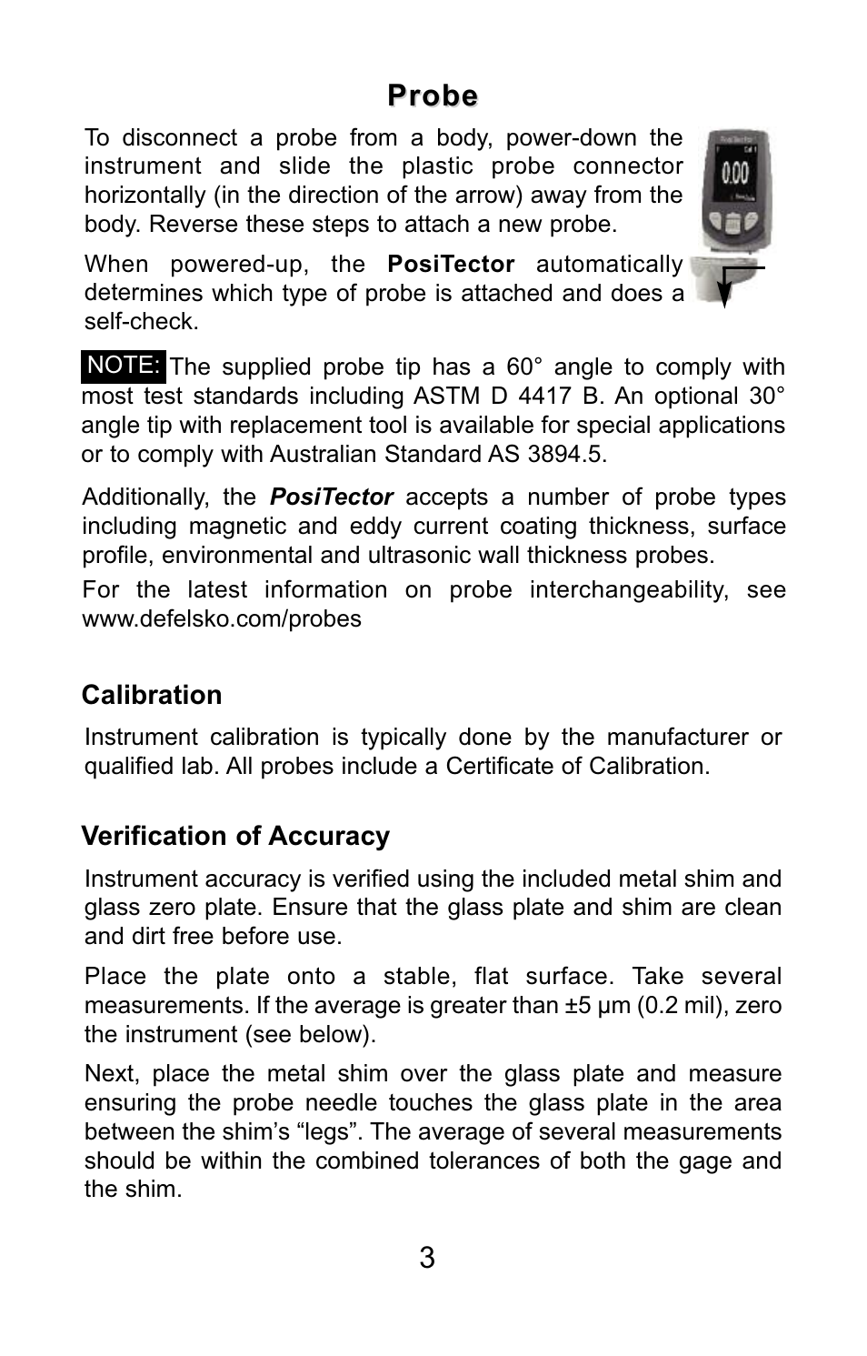 Probe | DeFelsko PosiTector SPG v.1.1 Quick Guide User Manual | Page 3 / 37