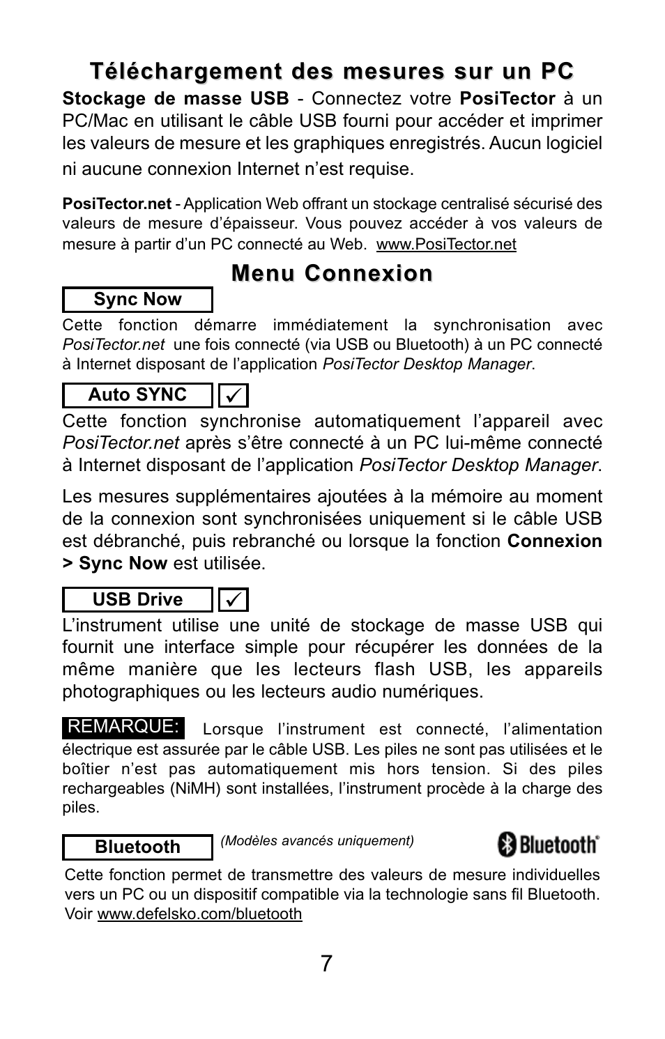 Menu connexion | DeFelsko PosiTector SPG v.1.1 Quick Guide User Manual | Page 34 / 37