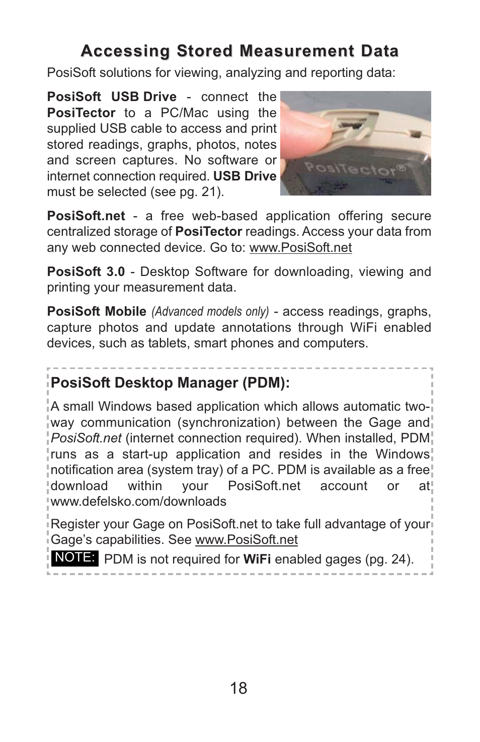 Accessing stored measurement data | DeFelsko PosiTector SPG v.1.1 Full Manual User Manual | Page 21 / 35