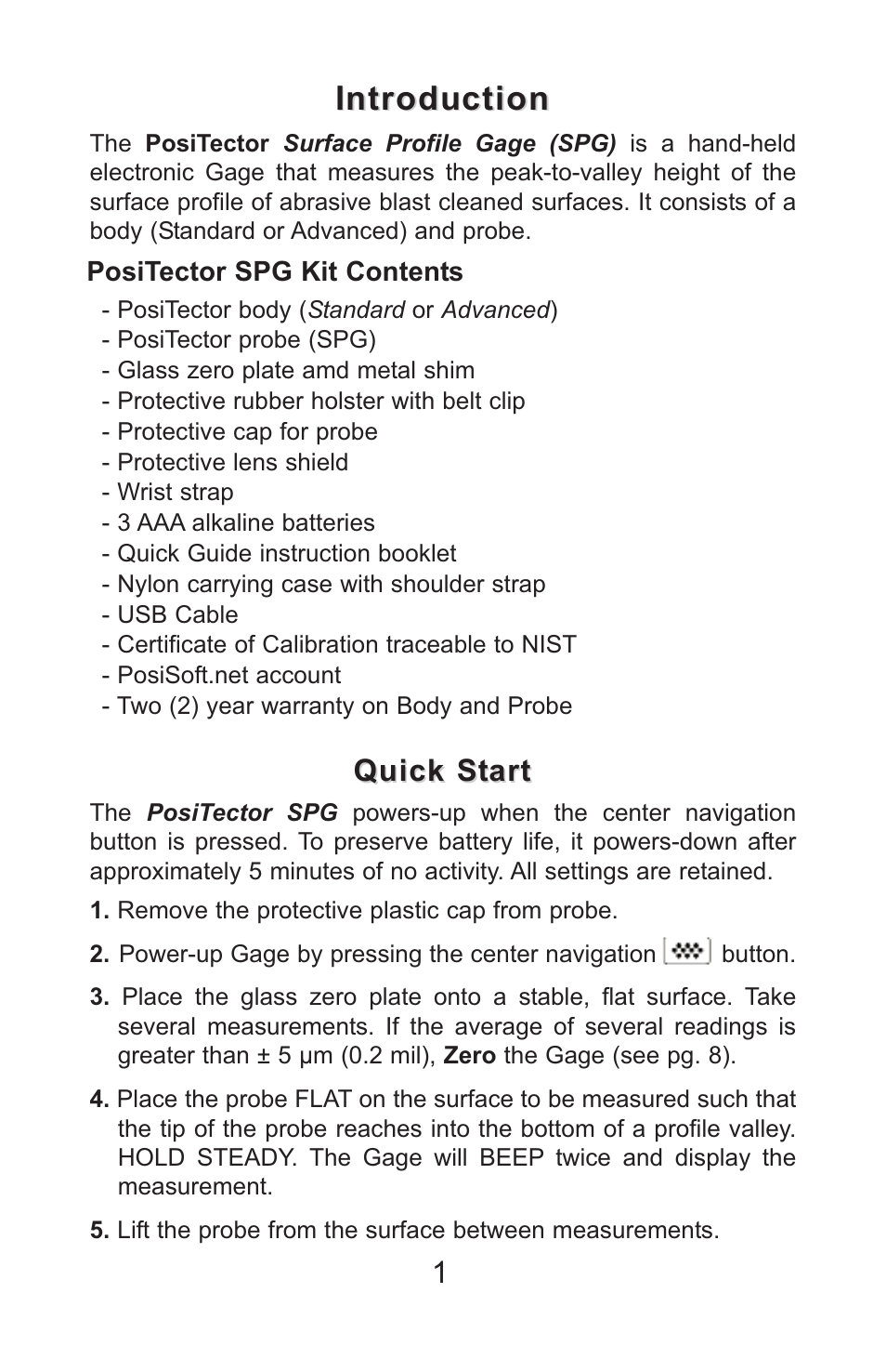 Introduction | DeFelsko PosiTector SPG v.1.1 Full Manual User Manual | Page 4 / 35
