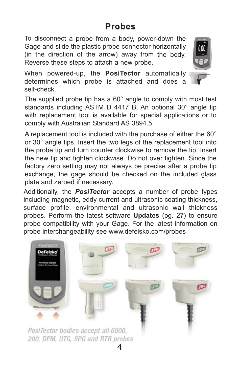 Probes | DeFelsko PosiTector SPG v.1.1 Full Manual User Manual | Page 7 / 35