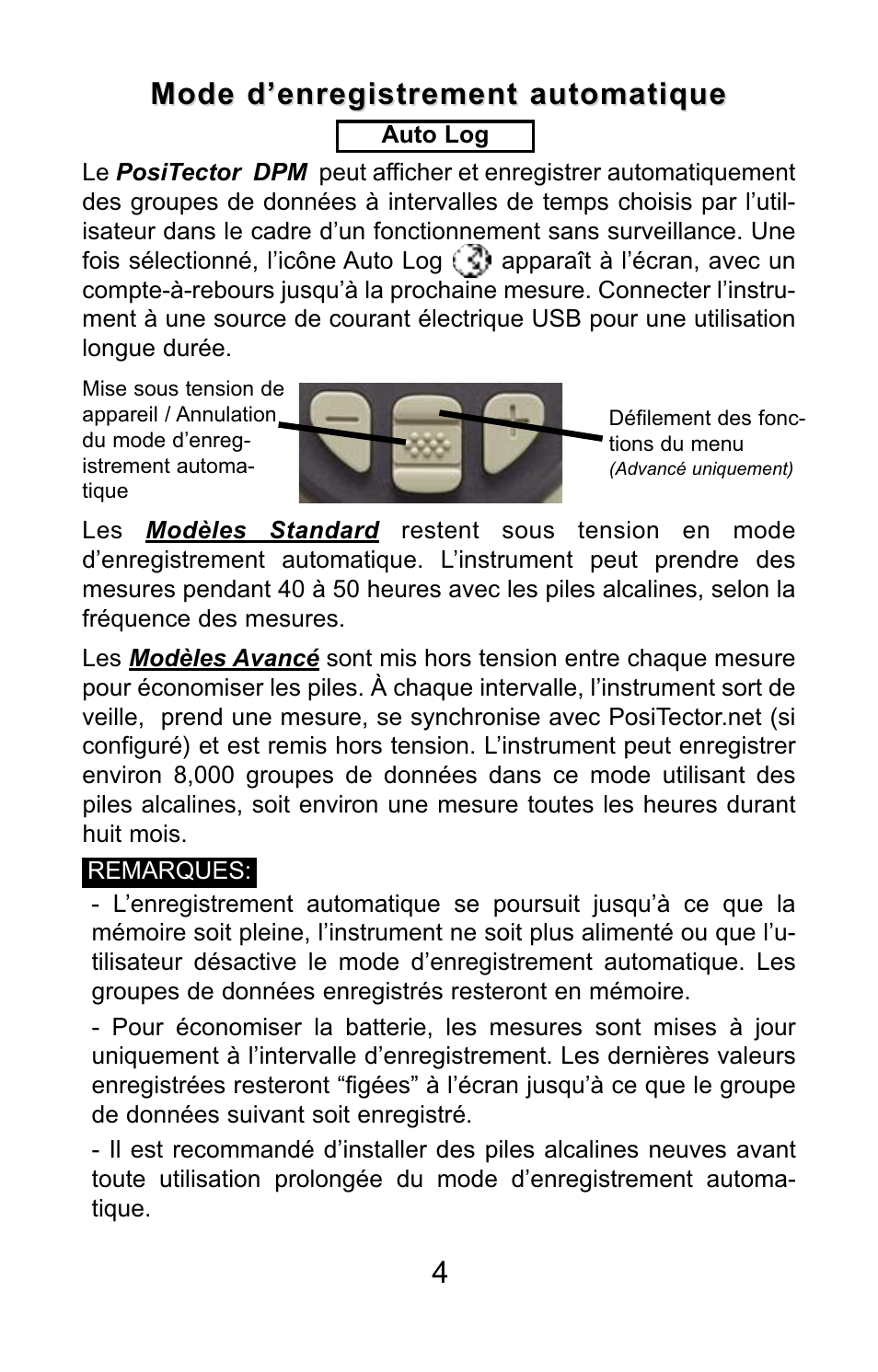 Mode d’enregistrement automatique | DeFelsko PosiTector DPM v.3.1 Quick Guide User Manual | Page 32 / 38