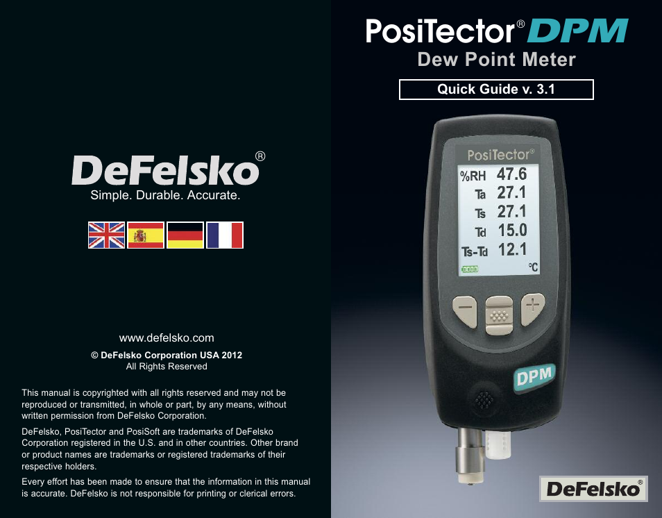 Positector, Dew point meter | DeFelsko PosiTector DPM v.3.1 Quick Guide User Manual | Page 38 / 38
