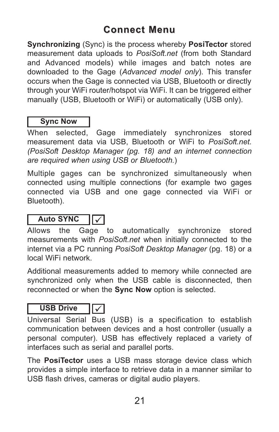 Connect menu | DeFelsko PosiTector DPM v.3.1 Full Manual User Manual | Page 24 / 35