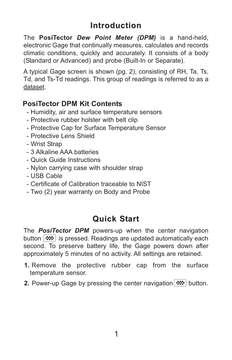 1introduction introduction, Quick start | DeFelsko PosiTector DPM v.3.1 Full Manual User Manual | Page 4 / 35