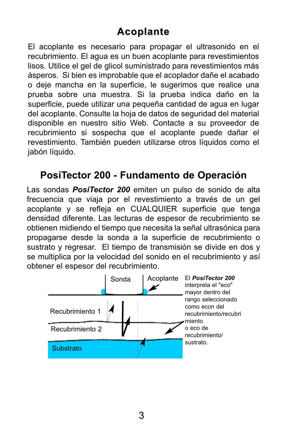 Positector 200 - fundamento de operación 3, Acoplante | DeFelsko PosiTector 200 v.3.0 Quick Guide User Manual | Page 17 / 57