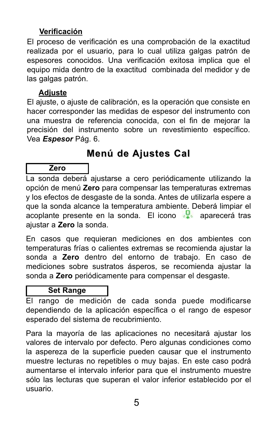 5menú de ajustes cal menú de ajustes cal | DeFelsko PosiTector 200 v.3.0 Quick Guide User Manual | Page 19 / 57