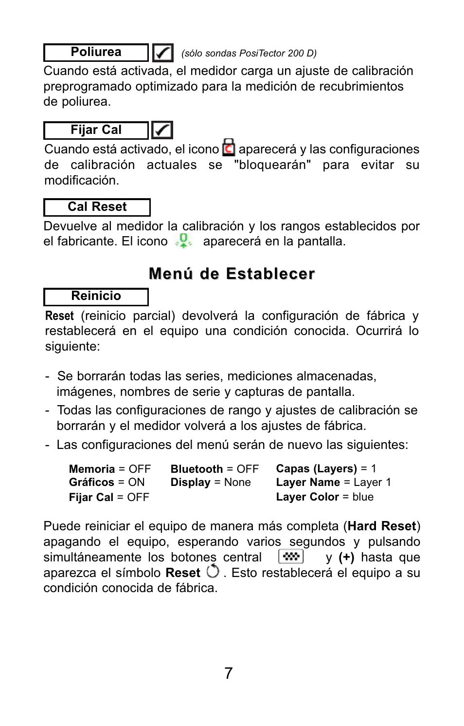 Menú de establecer | DeFelsko PosiTector 200 v.3.0 Quick Guide User Manual | Page 21 / 57