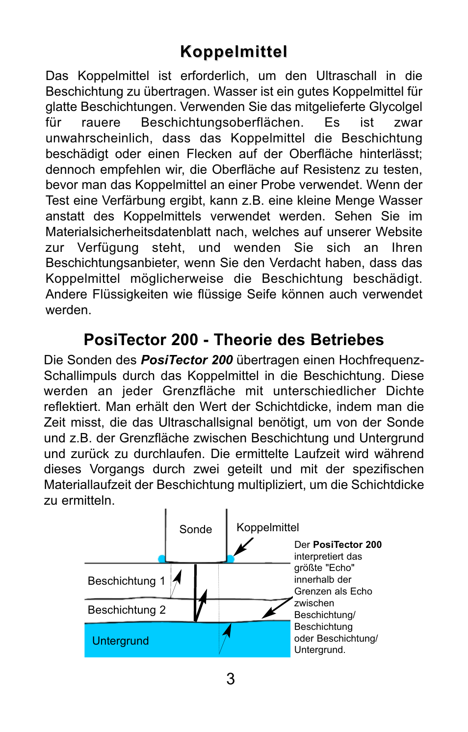 Positector 200 - theorie des betriebes 3, Koppelmittel | DeFelsko PosiTector 200 v.3.0 Quick Guide User Manual | Page 31 / 57