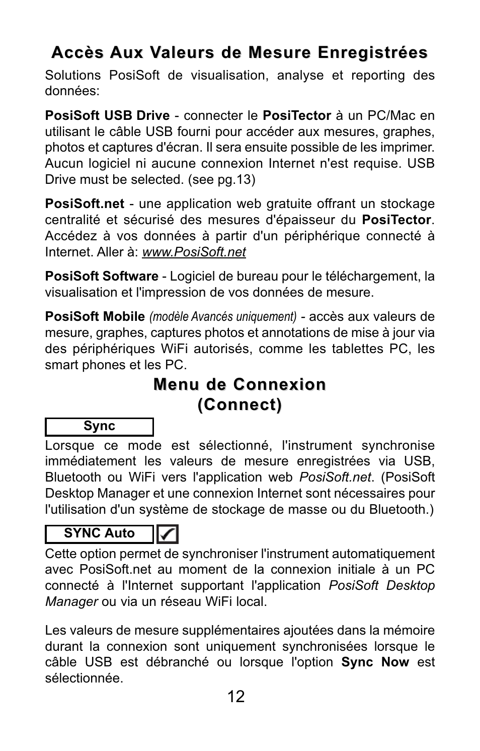 Menu de connexion, Menu de connexion (connect) (connect) | DeFelsko PosiTector 200 v.3.0 Quick Guide User Manual | Page 54 / 57