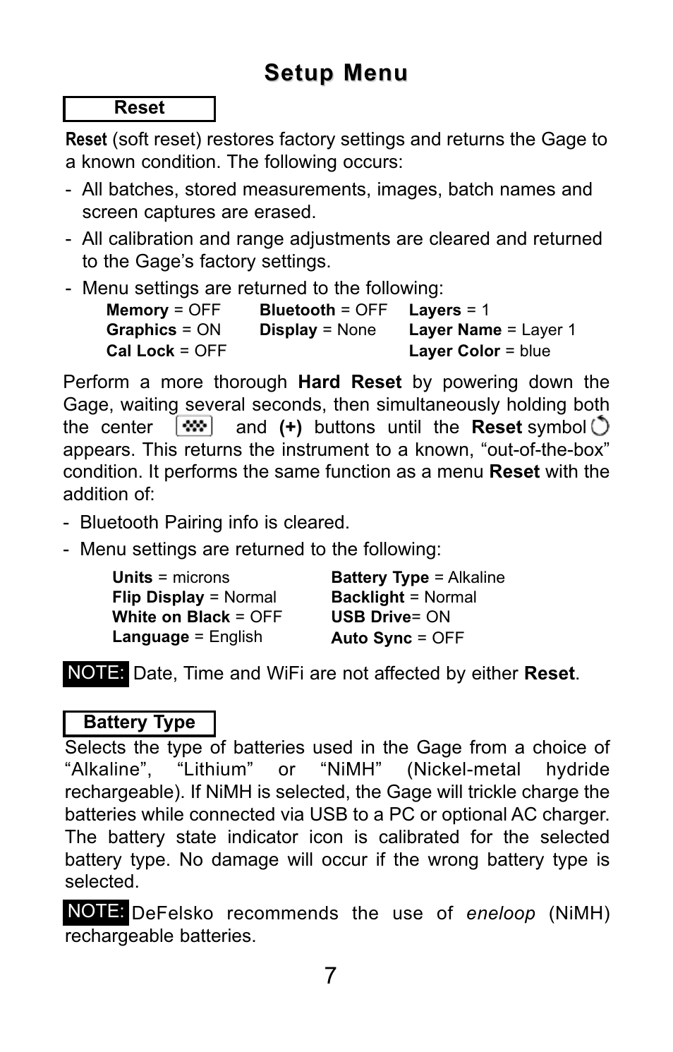 Setup menu | DeFelsko PosiTector 200 v.3.0 Quick Guide User Manual | Page 8 / 57